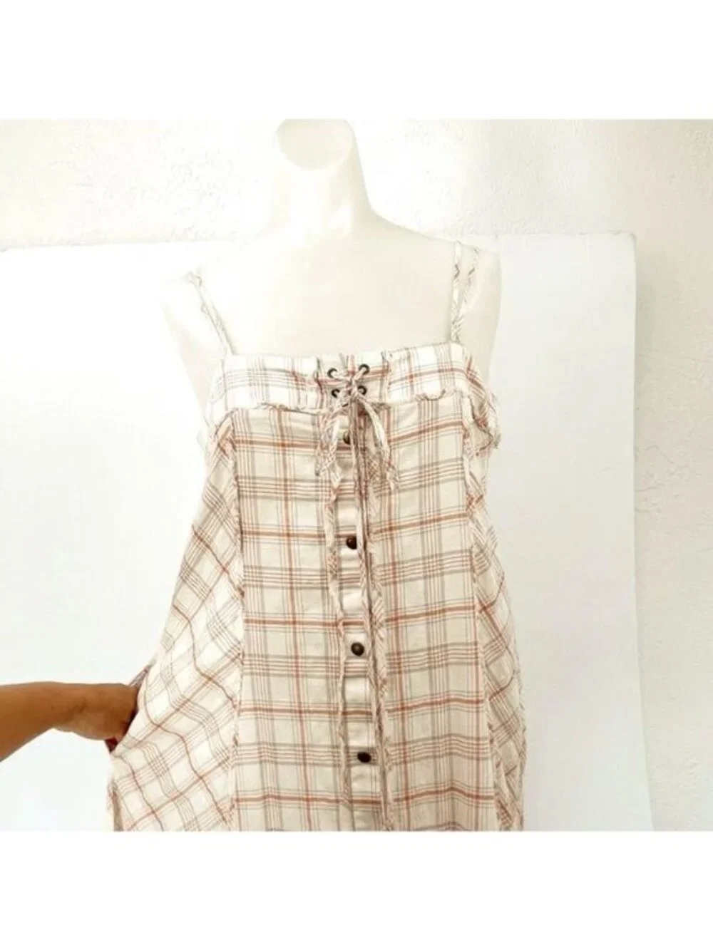 Free People Plaid City Maxi Dress Small New